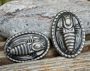 Metal Scarab Beetle Shank Buttons: Unusual Vintage Set of 6 LIMITED STOCK