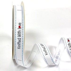 16 mm wit grosgrain lint gebreid met liefde of gehaakt met liefde of handgemaakt met liefdelabels