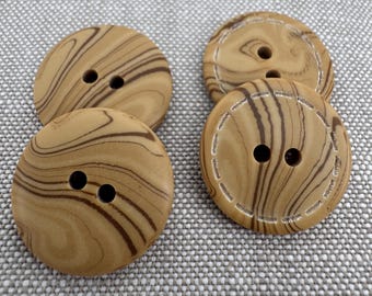 6 x 20mm Wood Grain Effect Washable Buttons