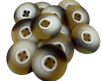 12 x 25mm Brown Shaded 4 hole Italian coat buttons