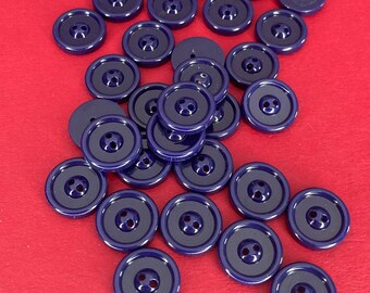 30 x 13mm shirt buttons Navy Blue 2 hole
