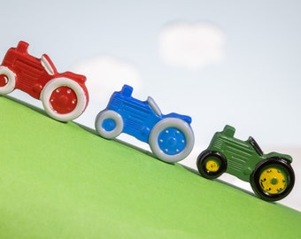 Red Green or Blue Tractor Buttons Sold in Sets or individual