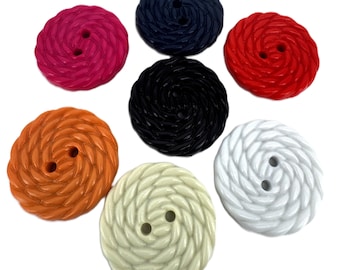 6 x 28mm Rope Twist Plastic Buttons various colours