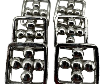 6 x 20mm Square Silver Metal Chunky Buttons