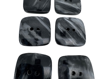 6 x 20mm Italian Black Grey Mottled Buttons