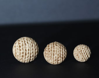Vintage Knitted Design Polyester Button, 1980s, Italian (25mm, 20mm, 15mm)