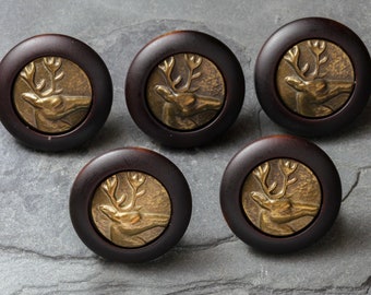 Italian Stag Buttons, Bronzed Metal Effect (23mm, 20mm, 18mm)