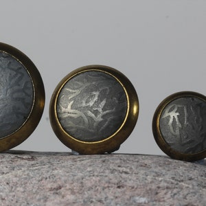 Vintage Metal Buttons Gold colour outer and grey middle - 3 sizes - Limited stock