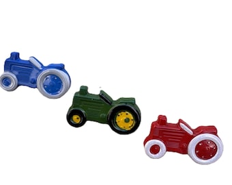 25mm Tractor Shank Buttons Farm Novelty Red Blue Green Sewing Knitting Crafts