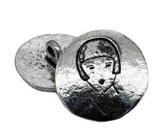 6 x 20mm Metal Etched Face Shank Button