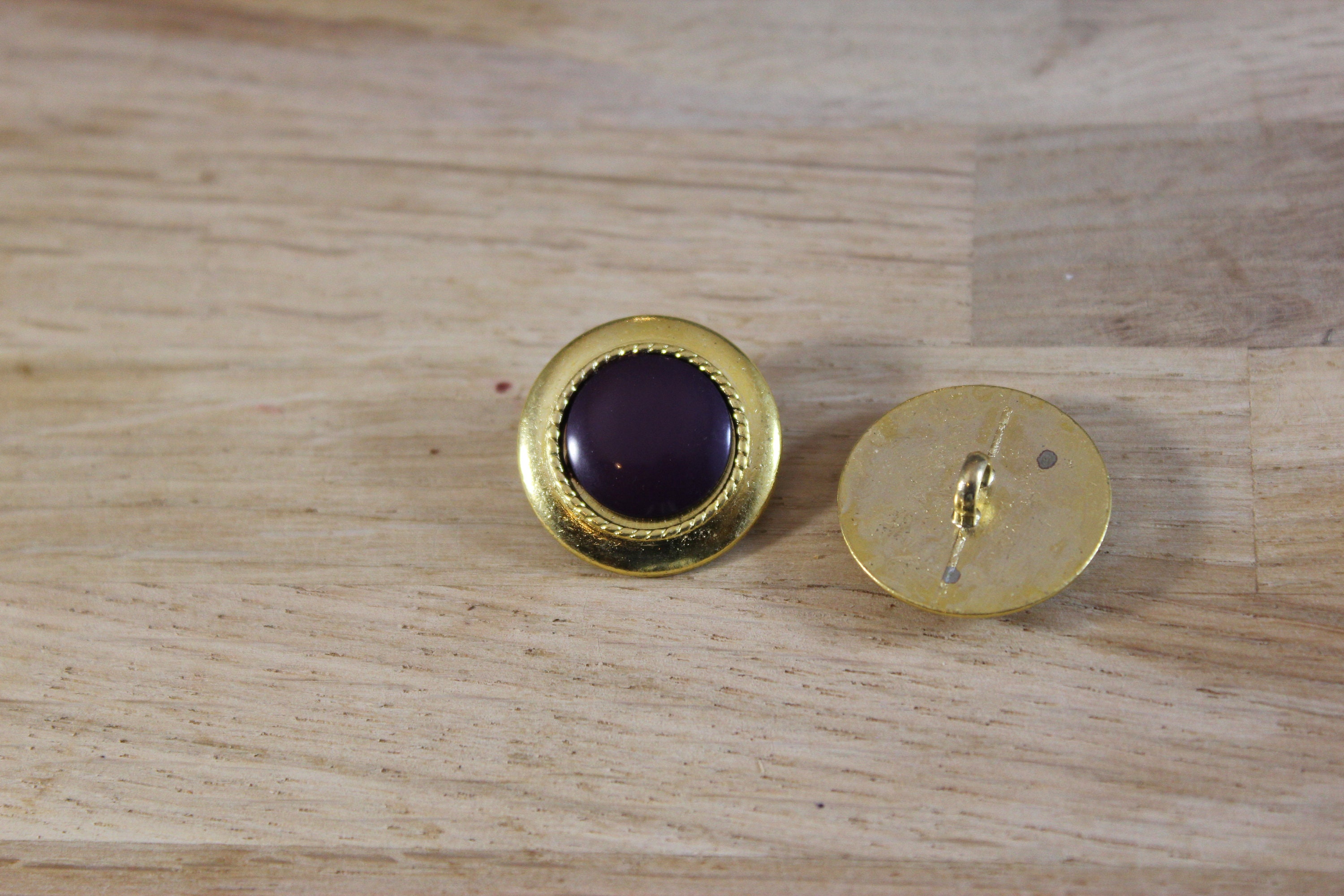 Brass Shank Button with Burgundy Centre 20mm Etsy