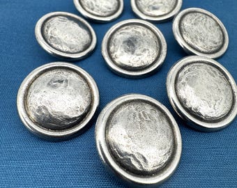 Hammered Metal Shank Antique Silver finish buttons 20mm pack of 8