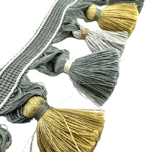 Beleza Tassel Fringe Trim - Double Beaded Denim, Gold, Thyme, Mink, Ruby