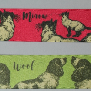 Cat or Dog Ribbon - Satin finish - 25mm/1&quot; - top quality sold in 2M lengths
