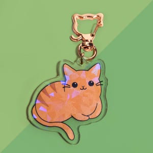Kitty Cat Acrylic Charm - Breeds available (Grey Tabby, Tuxedo, White, Calico, Orange) Holographic