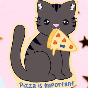 Pizza is Important Sticker - Waterproof Journal Sticker - Cute Animal Kawaii Stickers - Laptop Sketchbook Water Bottle Decal