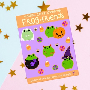 Spooky Frog Witch Sticker Sheet: Halloween Planner Stickers