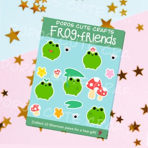 Adorable Frog and Friends Mushroom Sticker Sheet - Perfect for Planner and Journal Decor, Non-Waterproof Matte Paper - Holographic Option