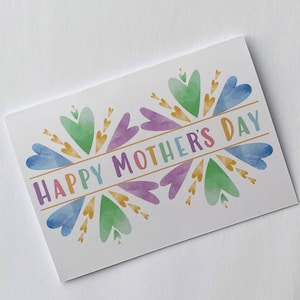 Mother's Day - Happy Mother's Day - Mothers Day card. Mothering Sunday. Pastel. Heart. Love. Mom, Nan, Mum, Mummy *Quick dispatch!* FREE P&P