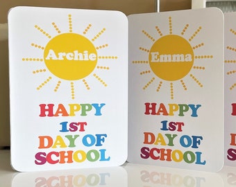 First day of School *PERSONALISED* Good luck at school - New Class - Back to school - First Day of school card *QUICK dispatch* Rainbow.