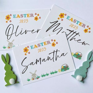 Ostern NAMENSORT Karten. Osterfest. Personalisiert. *Fügen Sie einen beliebigen Namen hinzu!* Osterhase - Osteressen. Ei. Familie. Tisch Namenskärtchen.