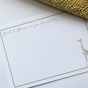 10 x gastenkaarten voor handgeschreven berichten. Aandenken *Alternatief Gastenboek* Doop, Doop, Naamdag - GEPERSONALISEERD - Goud. Giraffe