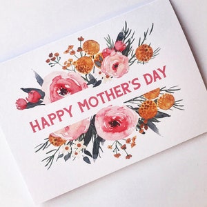 Mother's Day - Happy Mother's Day - Mothers Day card. Mothering Sunday. Floral. Flowers. Pink. Mom, Mommy, Mum, Mummy *Quick dispatch!*