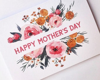 Mother's Day - Happy Mother's Day - Mothers Day card. Mothering Sunday. Floral. Flowers. Pink. Mom, Mommy, Mum, Mummy *Quick dispatch!*