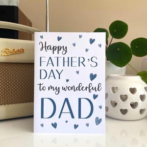 Fête des pères - Bonne fête des pères - Papa, père, papa, grand-père OU choisissez TOUT nom * Envoi rapide * Carte de fête des pères. Coeur. Bleu.