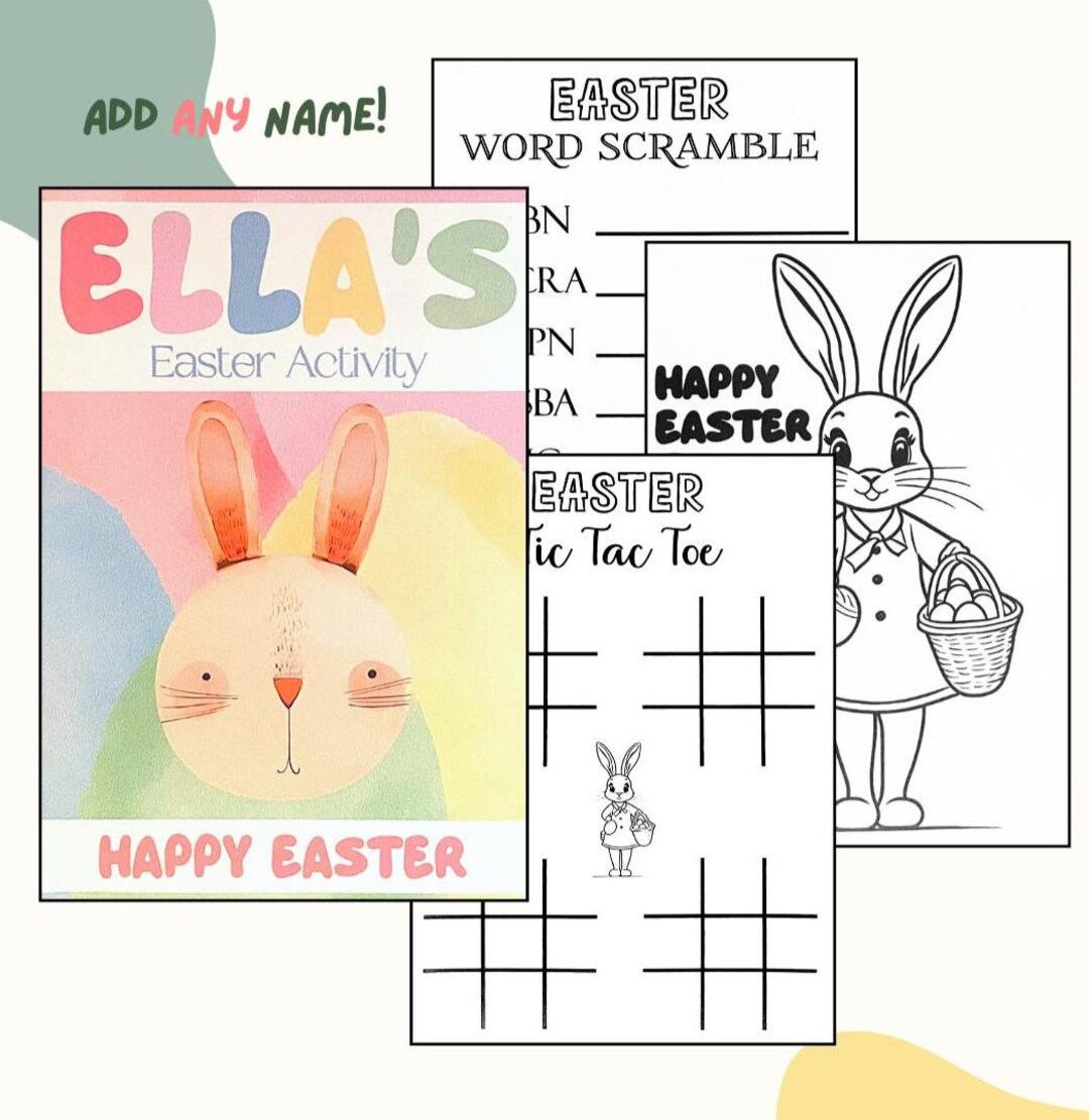 Personalised Easter Activity Pack for Kids: Name Added, Fun Games - Etsy UK