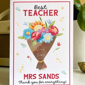 Bedankt leraar *Gepersonaliseerde* Voeg ELKE leraar + naam van kind toe! Schoolverlater. Klasse. Laatste schooldagkaart. Leraar cadeau. GRATIS verzending in het VK