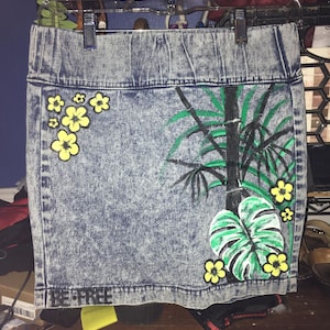Handpainted botanical mini skirt