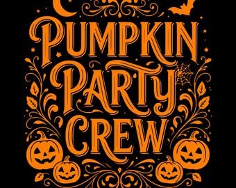 Family Pumpkin Party Crew shirt: Gothic Halloween Family Graphic (Digital Download)