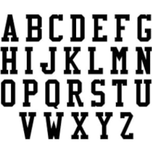 K&ouml;nnte beinhalten: Schwarz-wei&szlig;e Buchstaben des Alphabets in einer fetten, blockartigen Schriftart. Die Buchstaben sind in alphabetischer Reihenfolge von A bis Z angeordnet.