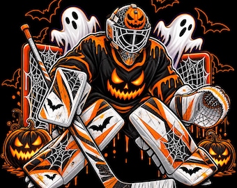 Halloween Hockey Goalie PNG | Spooky Hockey Goalie Design | Halloween Hockey Goalie