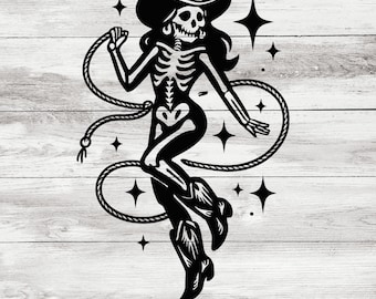 The Skeleton cowgirl concept  PNG FILE is a digital file that has a little sassy vibe