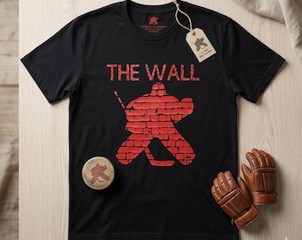 The Wall Hockey Goalie T-Shirt | Vintage Brick Wall Netminder Design, Ice Hockey Goalkeeper