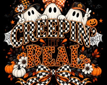 Creepin It Real Ghost Crew Halloween PNG, Spooky Sublimation Design (Digital Download)