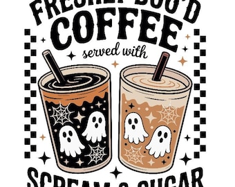 Halloween Kaffee PNG: Freshly Boo'd Grafik (Digitaler Download)