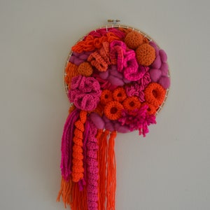 Neon Korallenriff Fiber Art Wandbehang