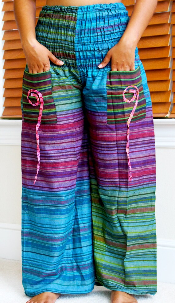 Womens Flared leg Yoga Pants Colorful Striped Design Etsy