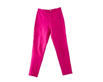 70s Vibrant Pink Nylon Disco Vibe High Waisted Pants • Extra Small