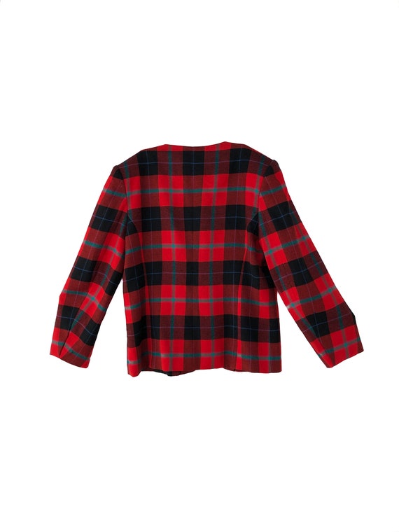 90s Jeremy Scott Official Red & Black Plaid Wool … - image 4