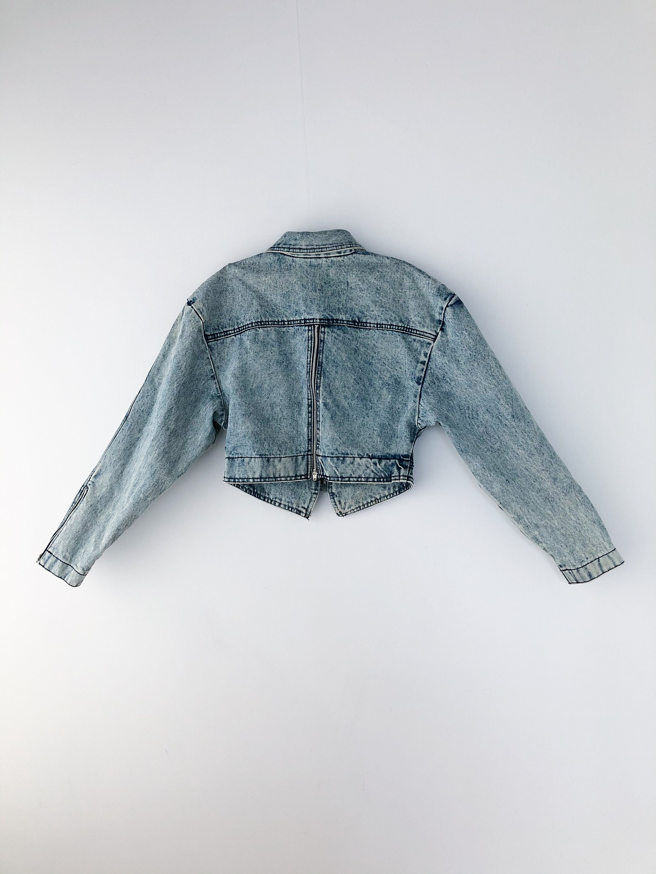80s Amazing Acid Wash Cotton Cropped Bolero Denim Jacket | Etsy