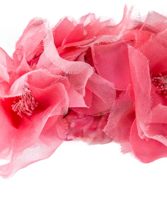 50s Jerry Yates Fabulous Pink Silk Flower Covered… - image 4