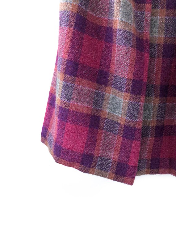 70s Purple Pink and Grey Wool Tartan Plaid Pleate… - image 2