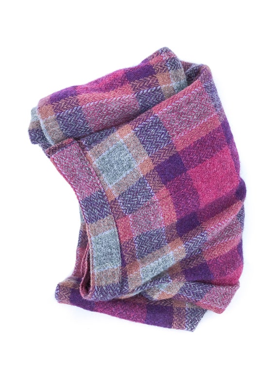 70s Purple Pink and Grey Wool Tartan Plaid Pleate… - image 7