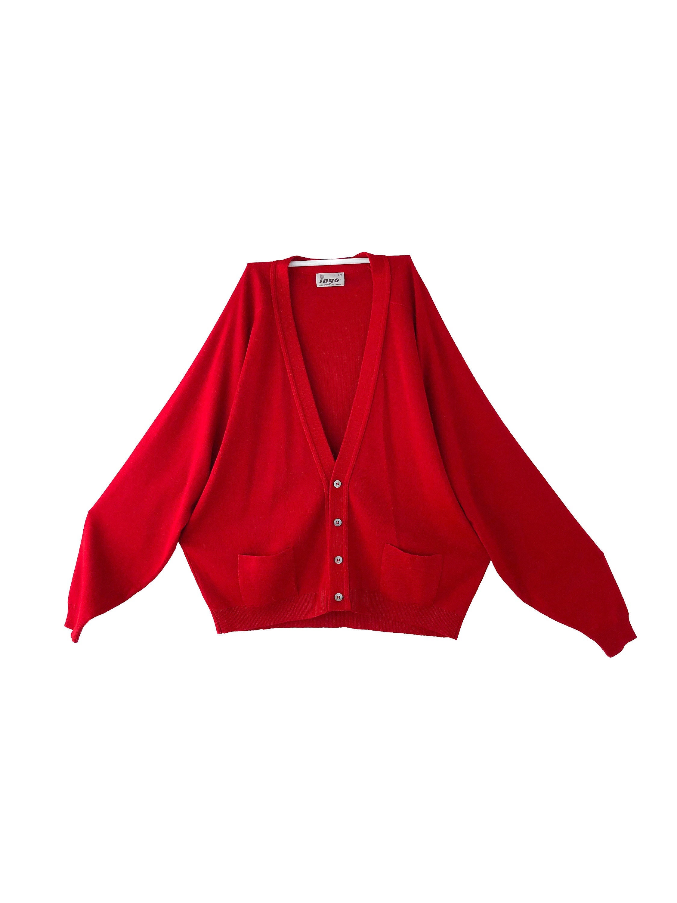 Bright Red Cardigan - Etsy Canada
