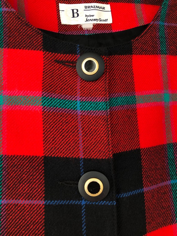 90s Jeremy Scott Official Red & Black Plaid Wool … - image 2