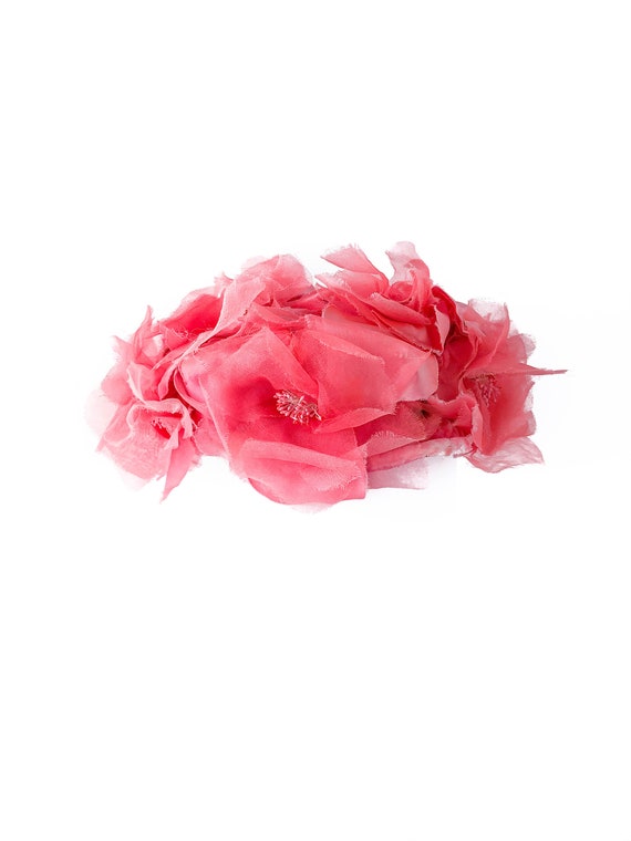 50s Jerry Yates Fabulous Pink Silk Flower Covered… - image 2